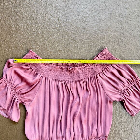 Naked ZEBRA Off Shoulder Smocked Sz M /L Rose Ash Summer Boho Dress - Picture 7 of 16